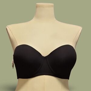 Convertible Black Strapless Bra w/ Clear Strap Attachments 44DD Goth Whimsygoth
